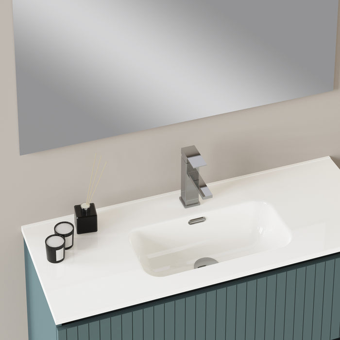 Banyetti Linea Ocean Blue Fluted Wall Hung Vanity Unit Including Basin 1000mm x 390mm