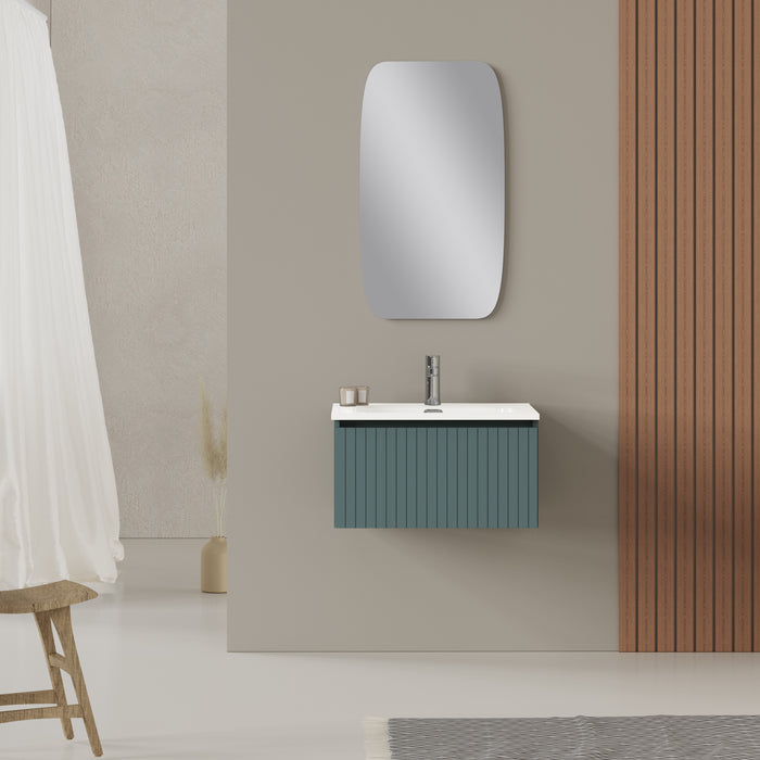 Banyetti Linea Ocean Blue Fluted Wall Hung Vanity Unit Including Basin 600mm x 390mm