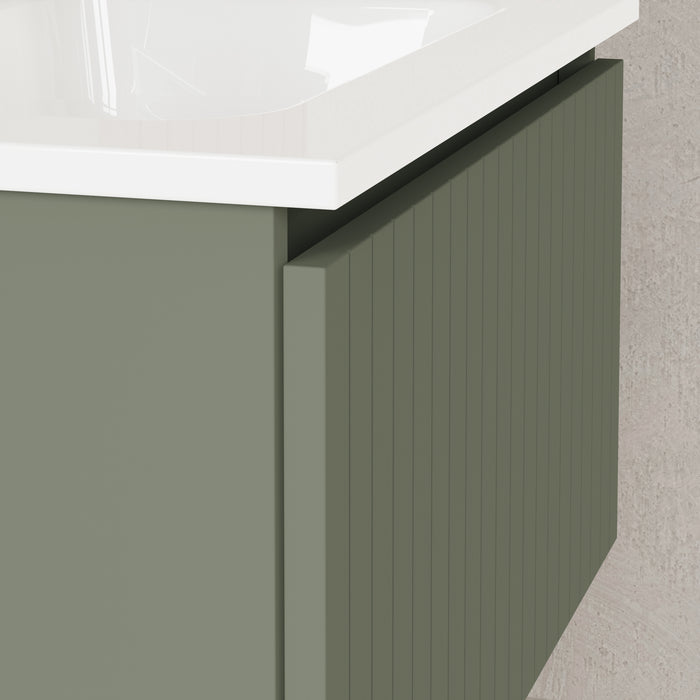 Banyetti Linea Muscat Sage Fluted Wall Hung Vanity Unit Including Basin 600mm x 390mm