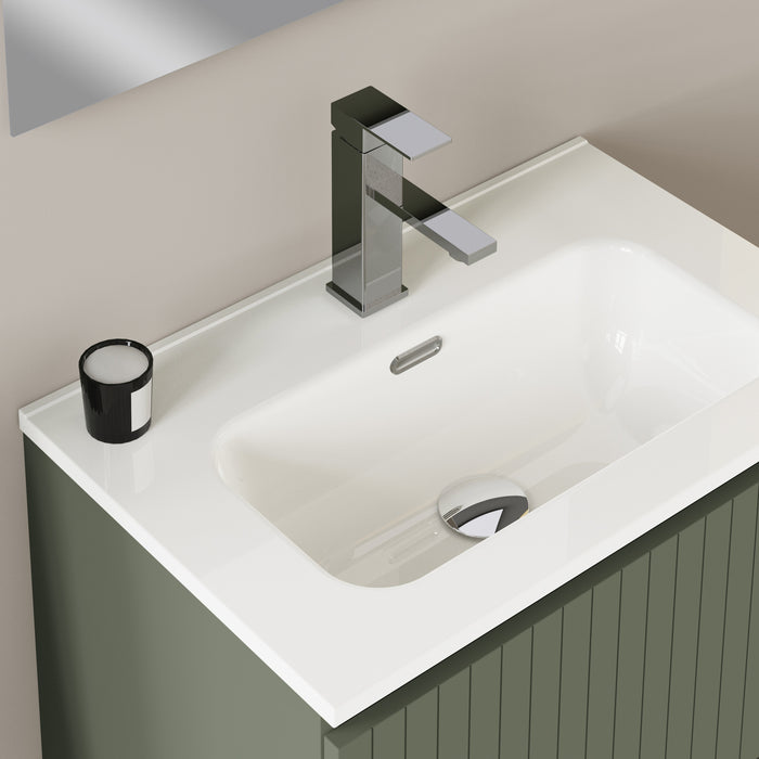 Banyetti Linea Muscat Sage Fluted Wall Hung Vanity Unit Including Basin 600mm x 390mm