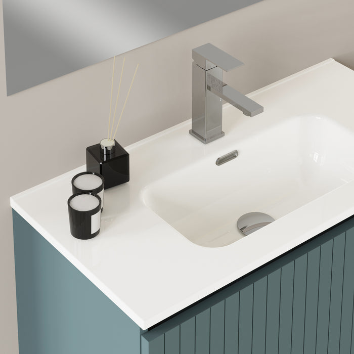 Banyetti Linea Ocean Blue Fluted Wall Hung Vanity Unit Including Basin 800mm x 390mm