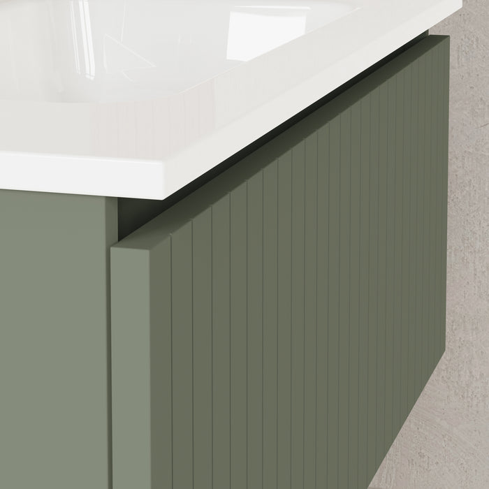 Banyetti Linea Muscat Sage Fluted Wall Hung Vanity Unit Including Basin 800mm x 390mm