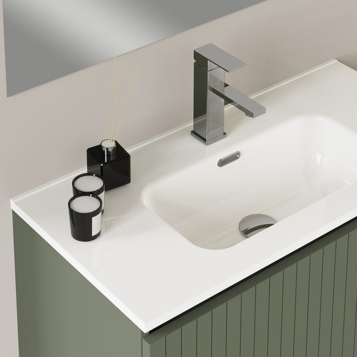 Banyetti Linea Muscat Sage Fluted Wall Hung Vanity Unit Including Basin 800mm x 390mm