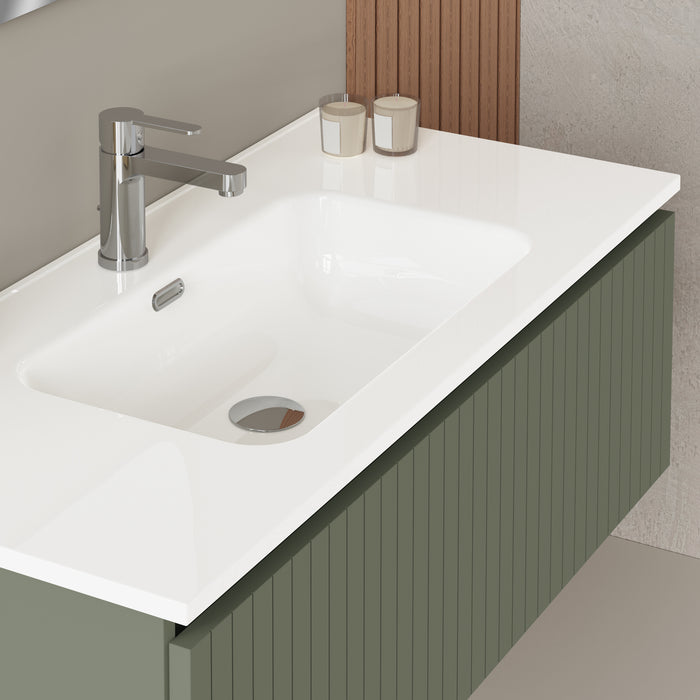 Banyetti Linea Muscat Sage Fluted Wall Hung Vanity Unit Including Basin 1000mm x 460mm