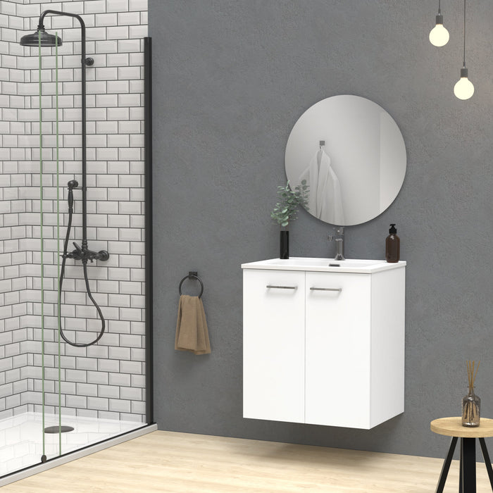 Alpine 600mm White Wall Hung Vanity Unit