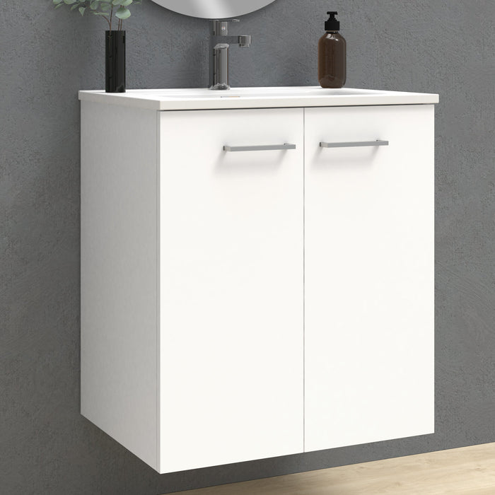 Alpine 600mm White Wall Hung Vanity Unit