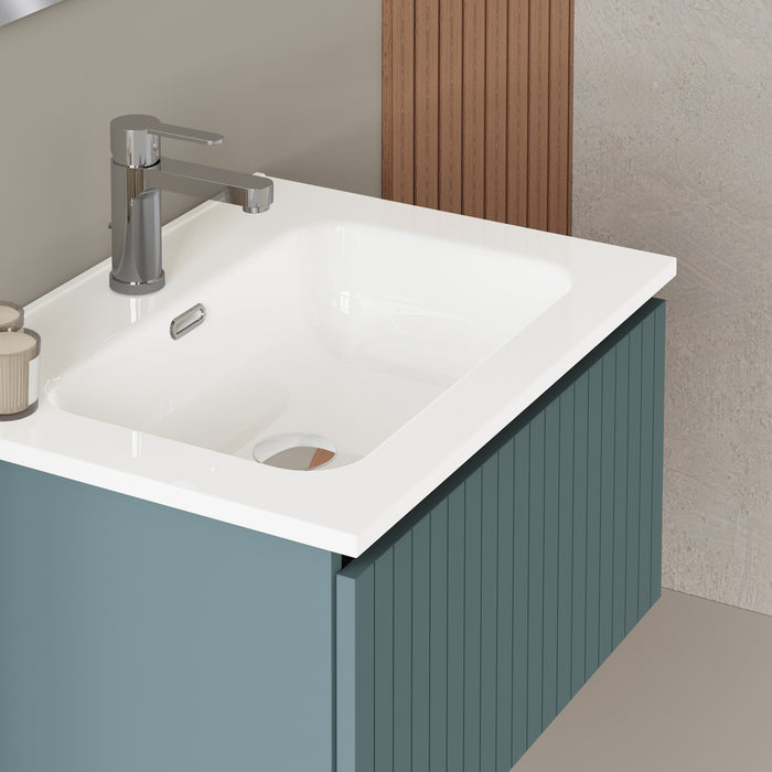 Banyetti Linea Ocean Blue Fluted Wall Hung Vanity Unit Including Basin 600mm x 460mm