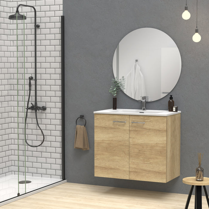 Alpine 800mm Natural Oak Wall Hung Vanity Unit