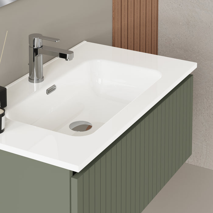 Banyetti Linea Muscat Sage Fluted Wall Hung Vanity Unit Including Basin 800mm x 460mm