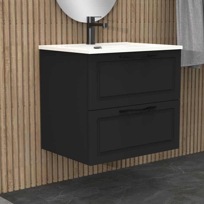 Banyetti Matador 600mm Matt Black Wall Hung Vanity Unit Including Basin