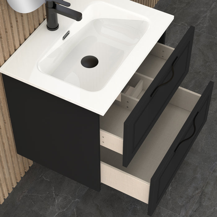 Banyetti Matador 600mm Matt Black Wall Hung Vanity Unit Including Basin