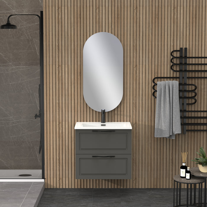 Banyetti Matador 600mm Matt Grey Wall Hung Vanity Unit Including Basin