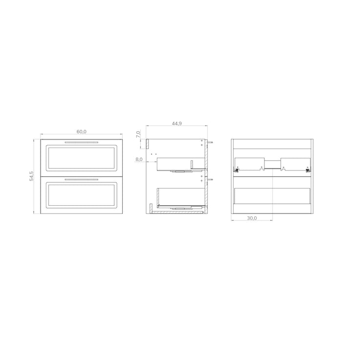 Banyetti Matador 600mm Matt Grey Wall Hung Vanity Unit Including Basin