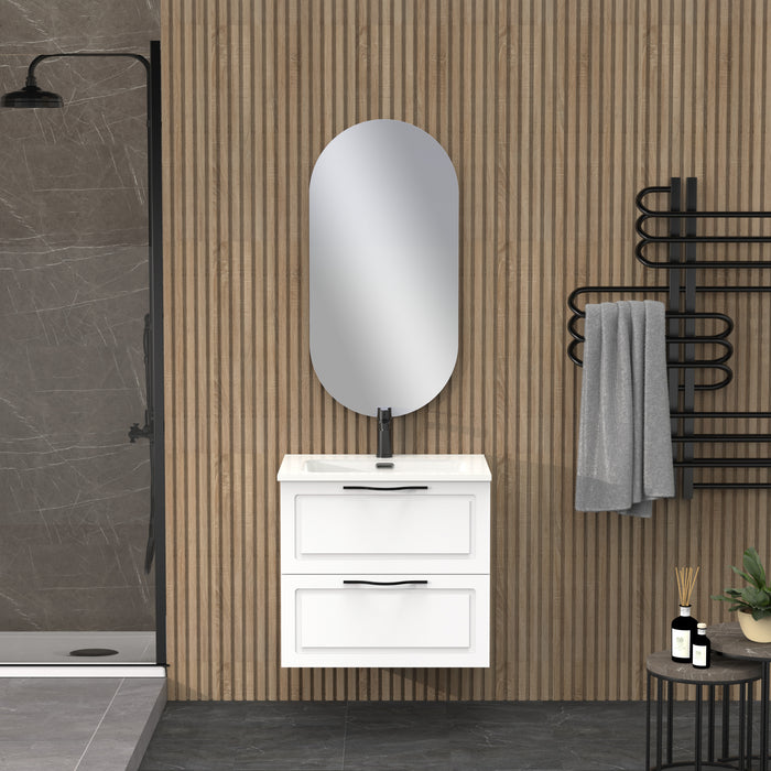 Banyetti Matador 600mm Matt White Wall Hung Vanity Unit Including Basin