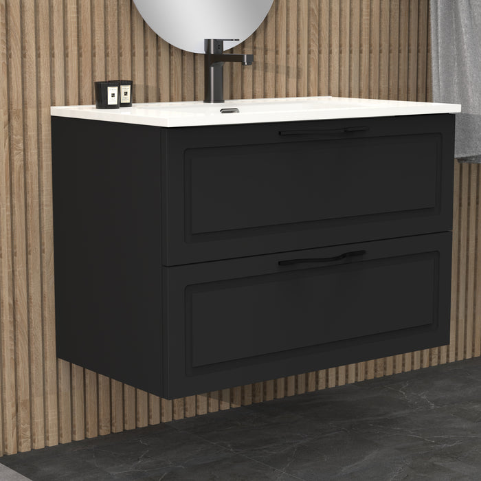 Banyetti Matador 800mm Matt Black Wall Hung Vanity Unit