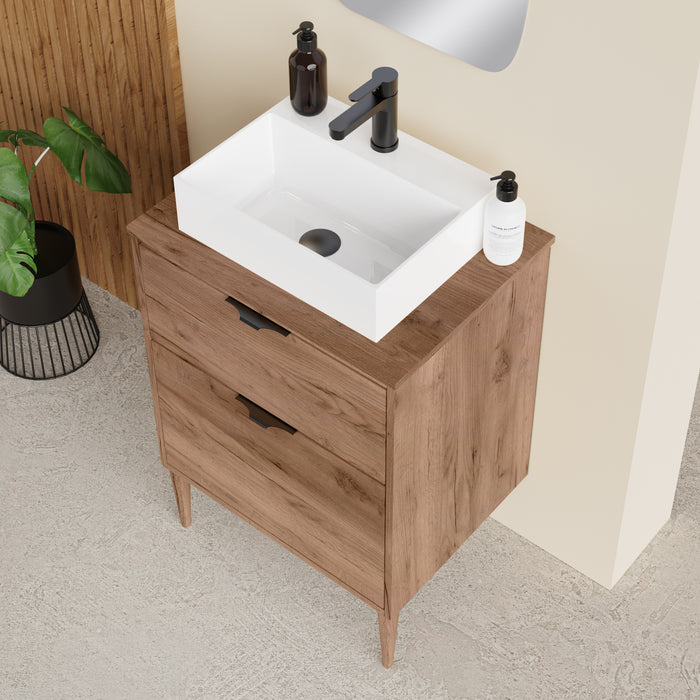 Banyetti Noir Krafter 600mm Exotic Walnut Wall Hung Vanity Unit