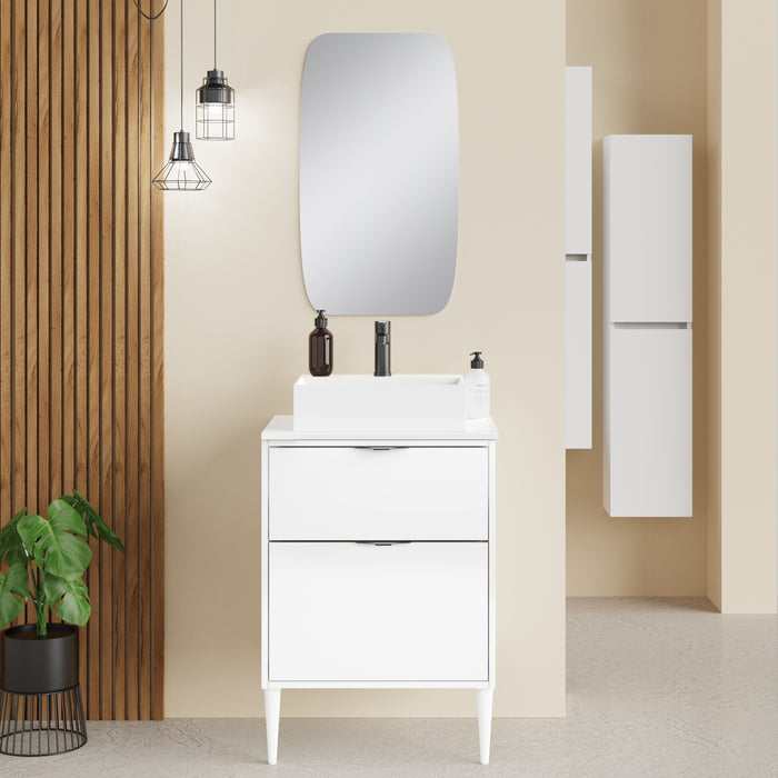 Banyetti Noir Krafter 600mm Matt White Wall Hung Vanity Unit