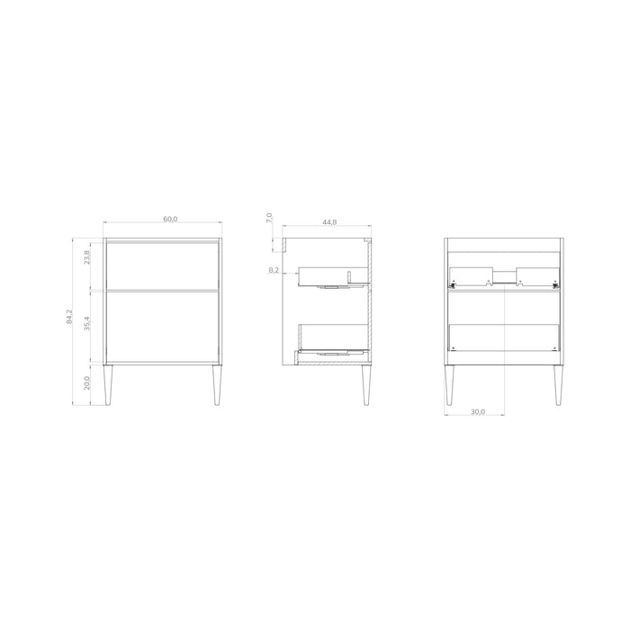 Banyetti Noir Krafter 600mm Matt White Wall Hung Vanity Unit