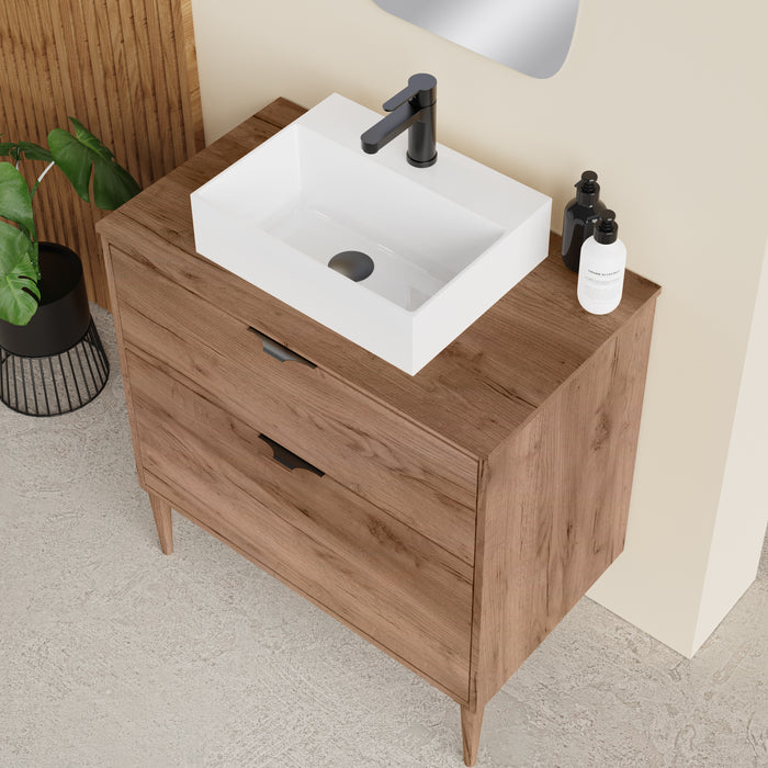 Banyetti Noir Krafter 800mm Exotic Walnut Wall Hung Vanity Unit 800mm