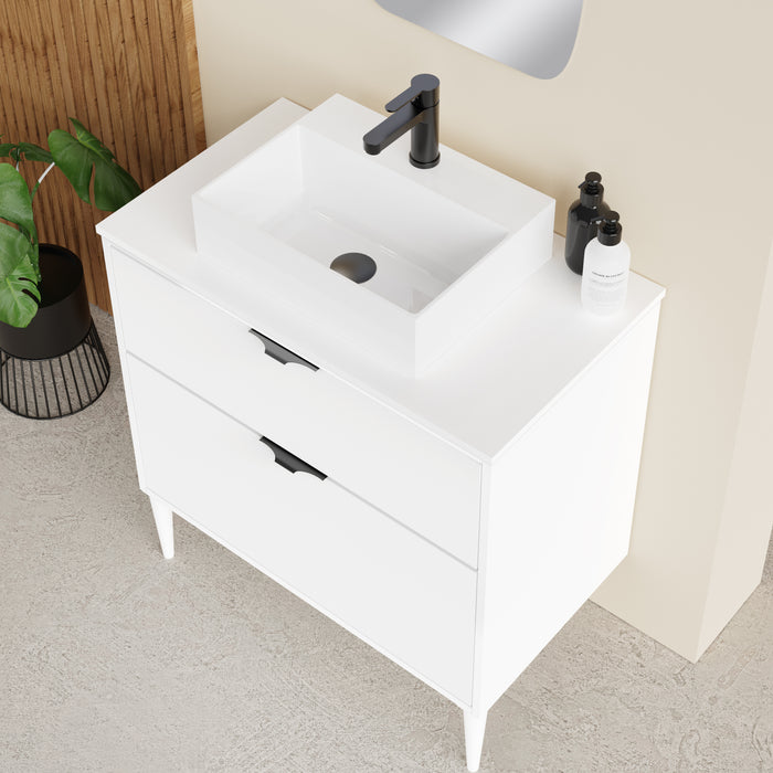 Banyetti Noir Krafter 800mm Matt White Wall Hung Vanity Unit