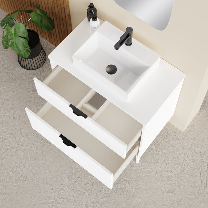 Banyetti Noir Krafter 800mm Matt White Wall Hung Vanity Unit