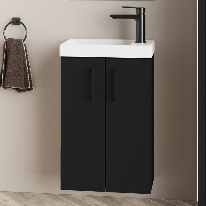 Mino 400mm Matt Black Wall Hung Cloakroom Vanity