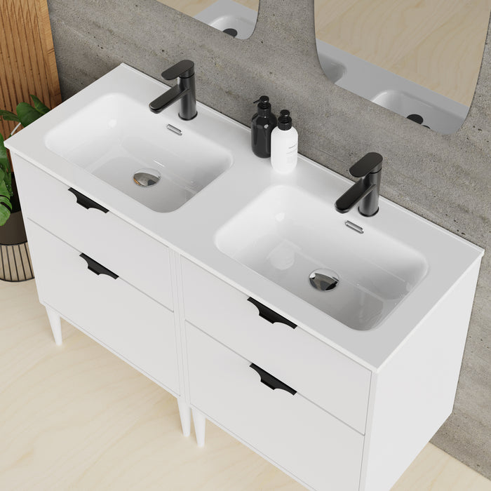 Banyetti Noir Krafter 1200mm Matt White Wall Hung Vanity Unit including Double Basin