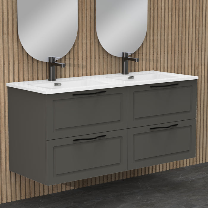 Banyetti Matador 1200mm Matt Grey Wall Hung Vanity Unit Including Double Basin