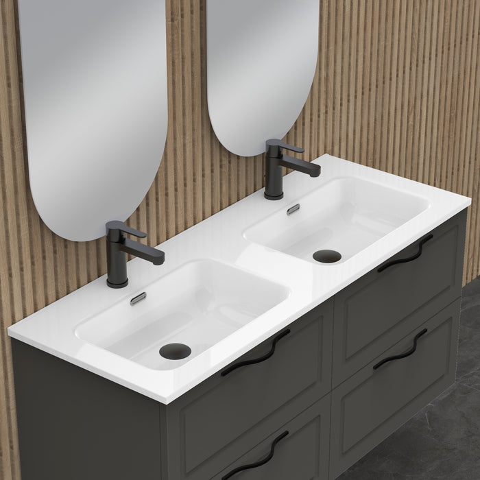 Banyetti Matador 1200mm Matt Grey Wall Hung Vanity Unit Including Double Basin