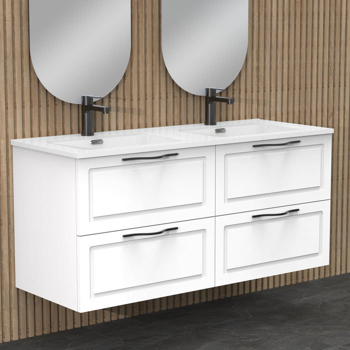 Banyetti Matador 1200mm Matt White Wall Hung Vanity Unit Including Double Basin