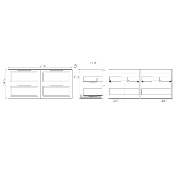 Banyetti Matador 1200mm Matt White Wall Hung Vanity Unit Including Double Basin