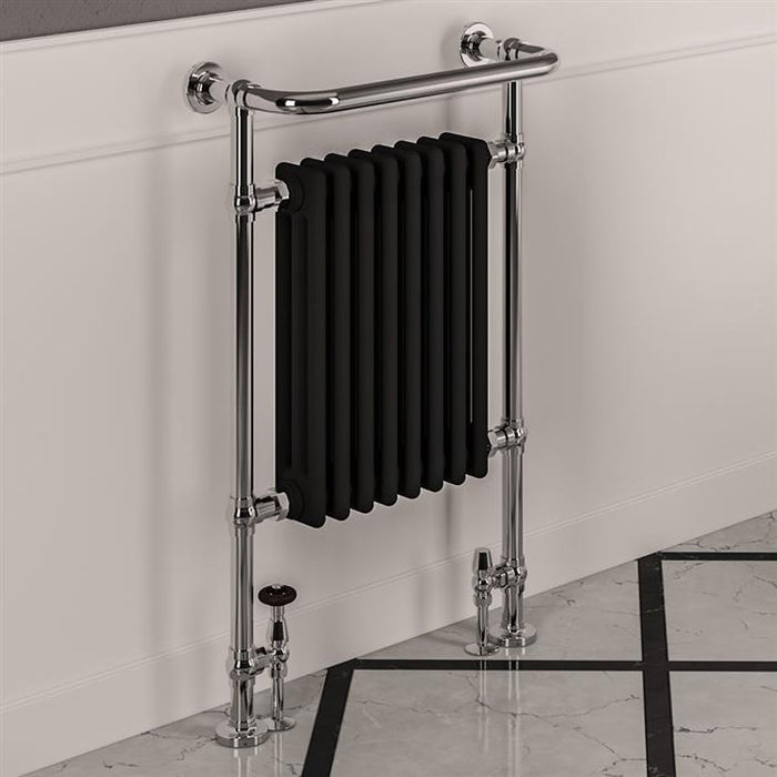 Isbourne Chrome/Matt Black Traditional Towel Radiator 940 x 600mm