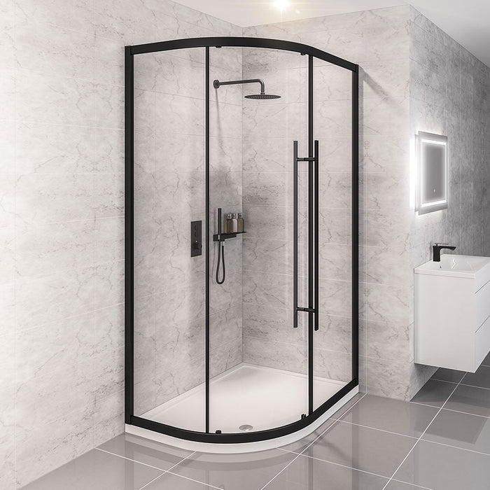 Vantage 2000 Matt Black Offset Quadrant Shower Enclosure 1400 x 800mm