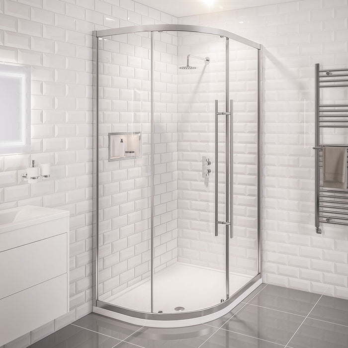 Vantage 2000 Silver Offset Quadrant Shower Enclosure 1000 x 760mm