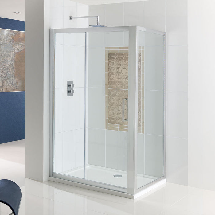 Corniche 1950 Silver Sliding Door Shower Enclosure 1400mm