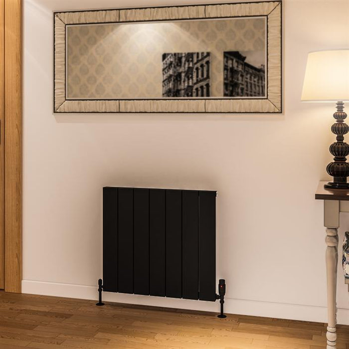 Rosano Matt Black Horizontal Aluminium Radiator 600 x 470mm