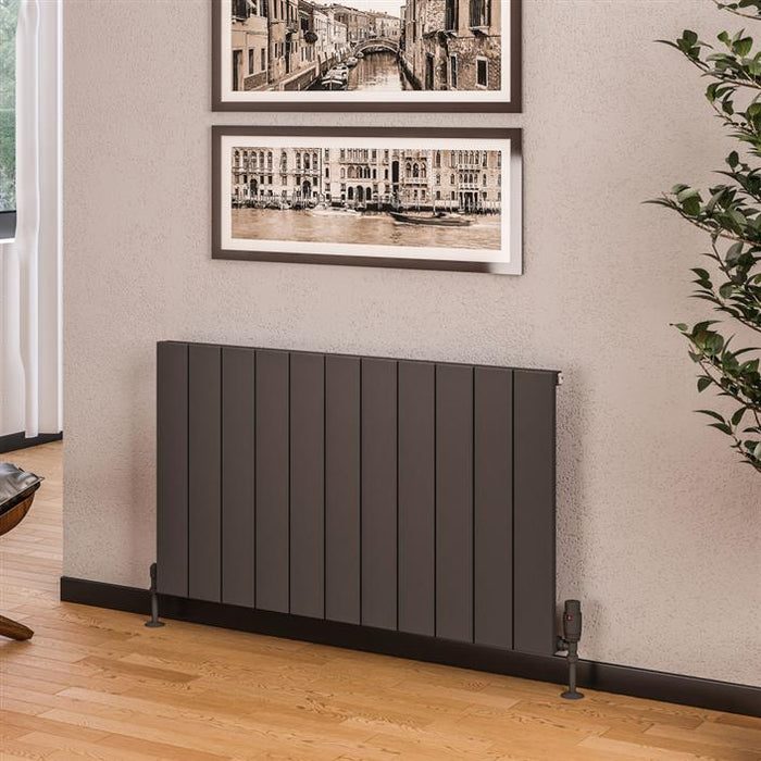 Rosano Matt Anthracite Horizontal Aluminium Radiator 600 x 660mm