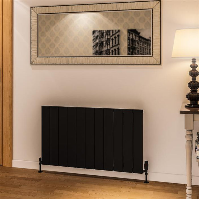 Rosano Matt Black Horizontal Aluminium Radiator 600 x 1040mm