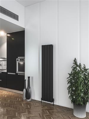 Guardia Matt Black Vertical Aluminium Radiator 1800 x 470mm