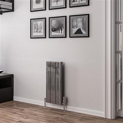 Peretti Polished Aluminium Vertical Radiator 1800 x 375mm