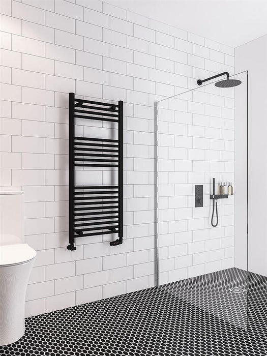 Wingrave Matt Black Straight Towel Radiator 1200 x 500mm