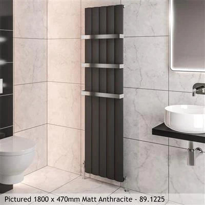 Tordino Matt Grey Vertical Aluminium Radiator 1800 x 470mm