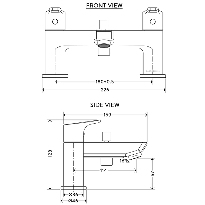 BagnoDesign X10 2 Hole Deck Mounted Bath Shower Mixer