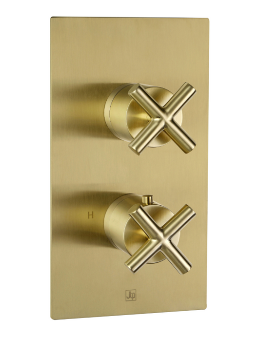 JTP Solex Brushed Brass Vertical Thermostatic Concealed 1 Outlet Shower Valve