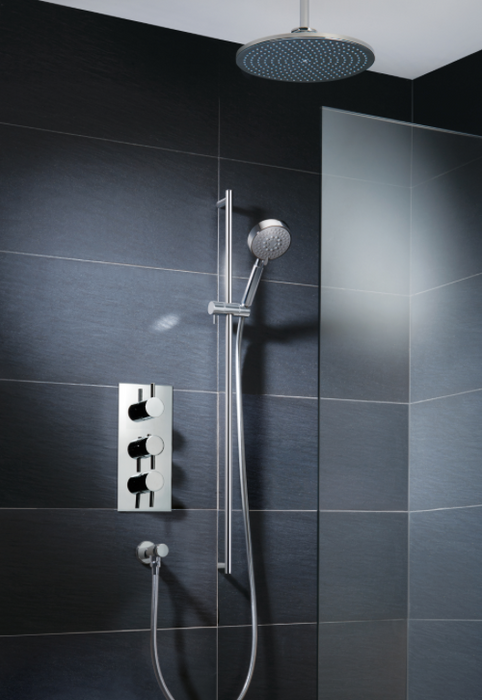 JTP Florence Chrome Vertical Thermostatic Concealed Outlet Shower Valve - Select Outlet