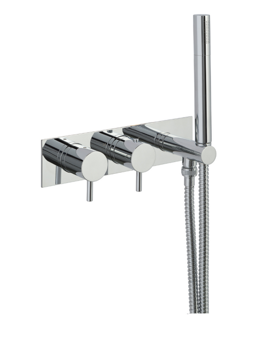 JTP Florence Chrome Thermostatic Concealed 2 Outlet Shower Valve + Attached Handset