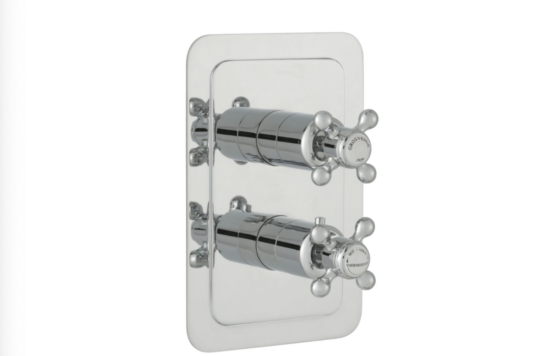 JTP Grosvenor Chrome Cross Thermostatic Outlet Shower Valve - Select Outlet