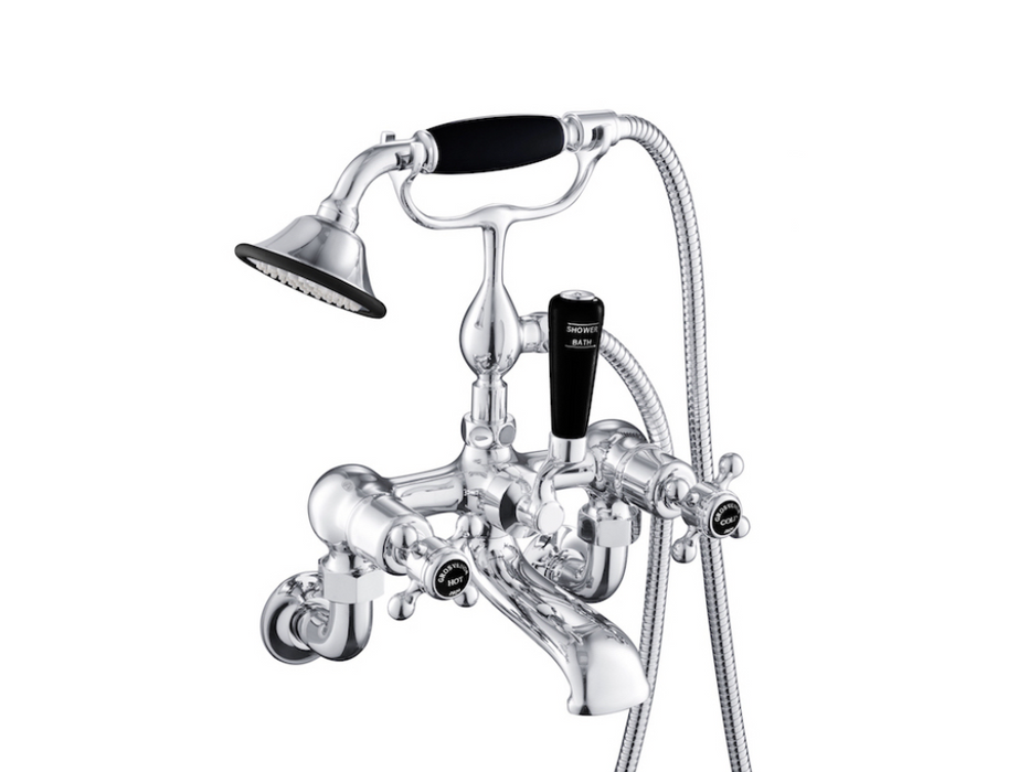 JTP Grosvenor Black Edition Cross Wall Mounted Shower Mixer with Kit