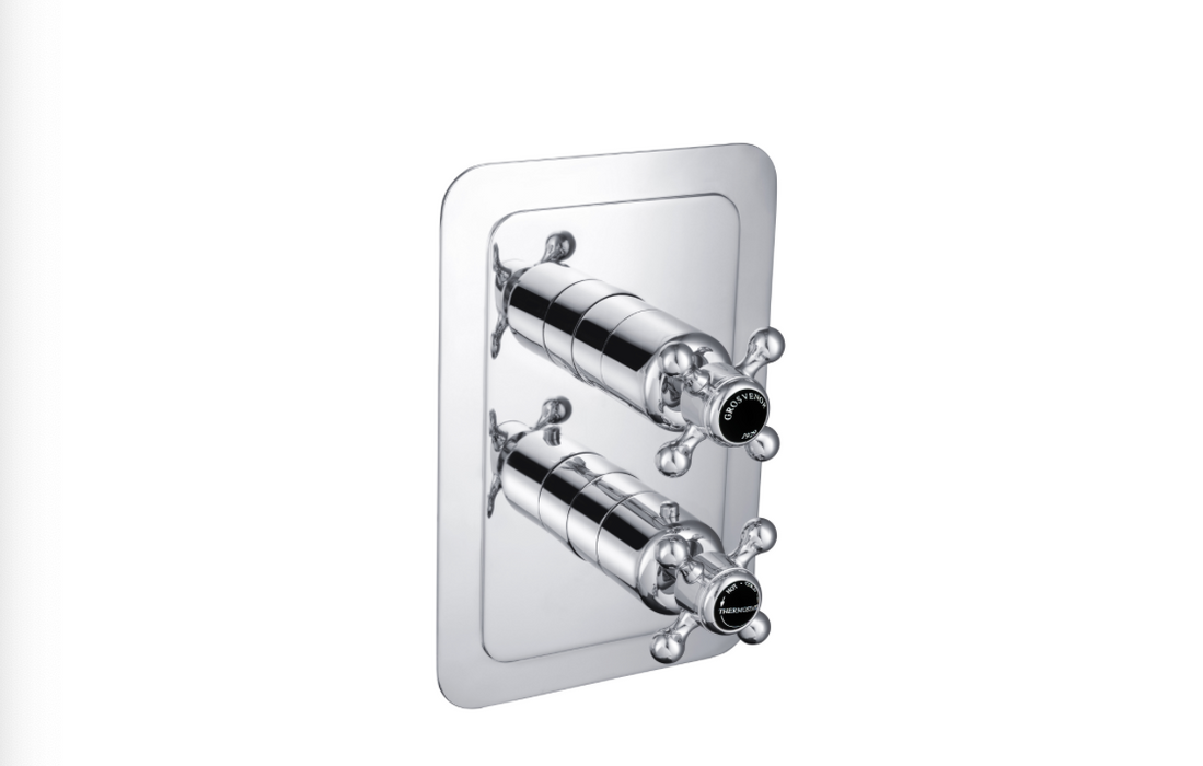 JTP Grosvenor Black Edition Cross Thermostatic Outlet Shower Valve - Select Outlet