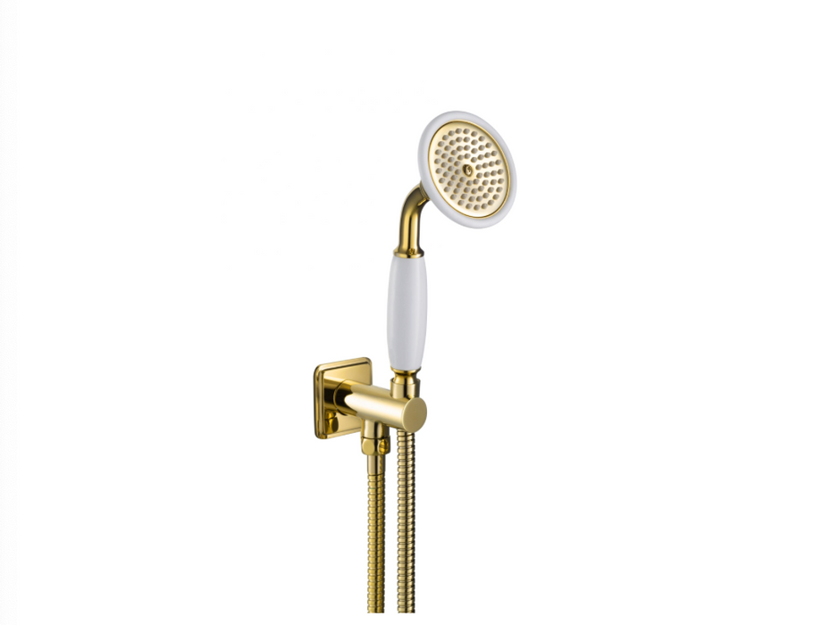 JTP Grosvenor Cross Antique Brass Edition Water Outlet and Holder with Hand-Shower